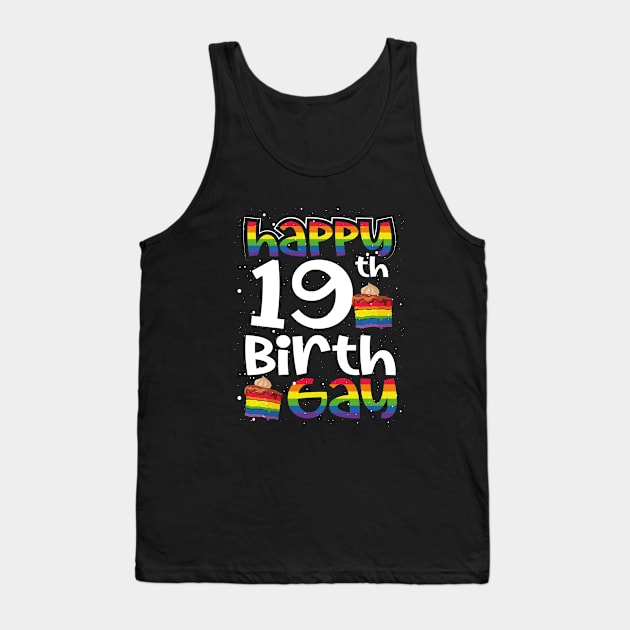 Gay Lesbian Pride Rainbow Flag LGBTQ 19TH Birthday Birthgay Tank Top by BonnaVida